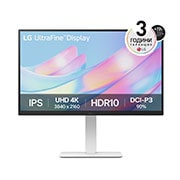 LG 27” UltraFine™ 16:9 аспектно съотношение 4K UHD IPS монитор с честота на опресняване 60 Hz, изглед отпред, 27US550-W, thumbnail 1