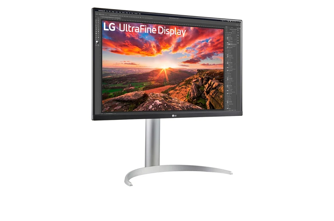 LG 27” UltraFine™ 16:9 аспектно съотношение 4K IPS монитор с честота на опресняване 60 Hz, изглед отстрани под ъгъл +15 градуса, 27UP850K-W, thumbnail 3