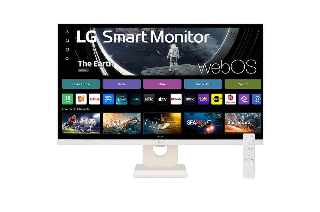 LG 27” 16:9 Smart Monitor с webOS платформа и 100Hz честота на опресняване, Front view with remote control, 27U511SA-W, thumbnail 2