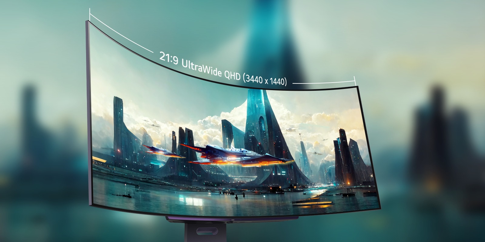 Извитият OLED монитор с формат 21:9 осигурява поглъщащо и завладяващо изживяване, благодарение на балансираното си и оптимизирано съотношение на страните.
