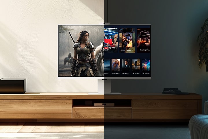 Лявото изображение показва дневния вид с функцията за регулиране на яркостта, а дясното изображение показва нощния вид със същата функция.	