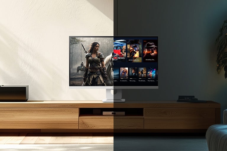 Лявото изображение показва дневния вид с функцията за регулиране на яркостта, а дясното изображение показва нощния вид със същата функция.	