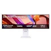 LG 49-инчов UltraWide™ 32:9 Nano IPS извит монитор с честота на опресняване 144Hz, Front view, 49U950A-W, thumbnail 1