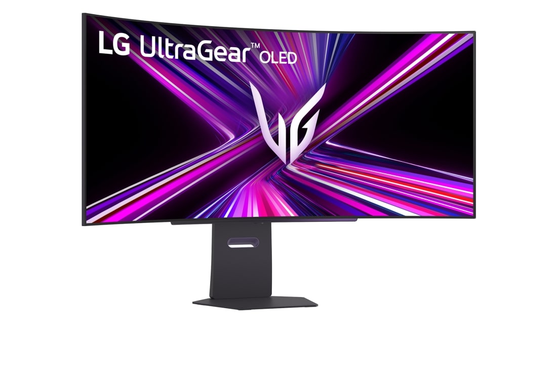 LG UltraGear™ 45-инчов OLED 240Hz WQHD извит геймърски монитор | 0.03ms (GtG), DisplayHDR True Black 400, USB-C (PD 65W) и HDMI 2.1, изглед отстрани под ъгъл -15 градуса, 45GX900A-B, thumbnail 2