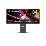 LG 34-инчов UltraGear™ WQHD извит геймърски монитор с честота на опресняване 160Hz, изглед отпред, 34G600A-B, thumbnail 1