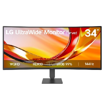LG 34-инчов UltraWide™ WQHD извит монитор с честота на опресняване 144Hz, Изглед отпред на ултраширокия монитор, 34U620B-B, thumbnail 1