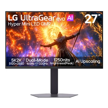 LG 27-инчов UltraGear evo GM9, Hyper Mini LED 5K гейминг монитор, 27-инчов UltraGear evo GM9, Hyper Mini LED 5K гейминг монитор, 27GM950B-B, thumbnail 2