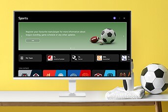 На екрана на LG Smart Monitor се показват различни видеоклипове на LG Sports.