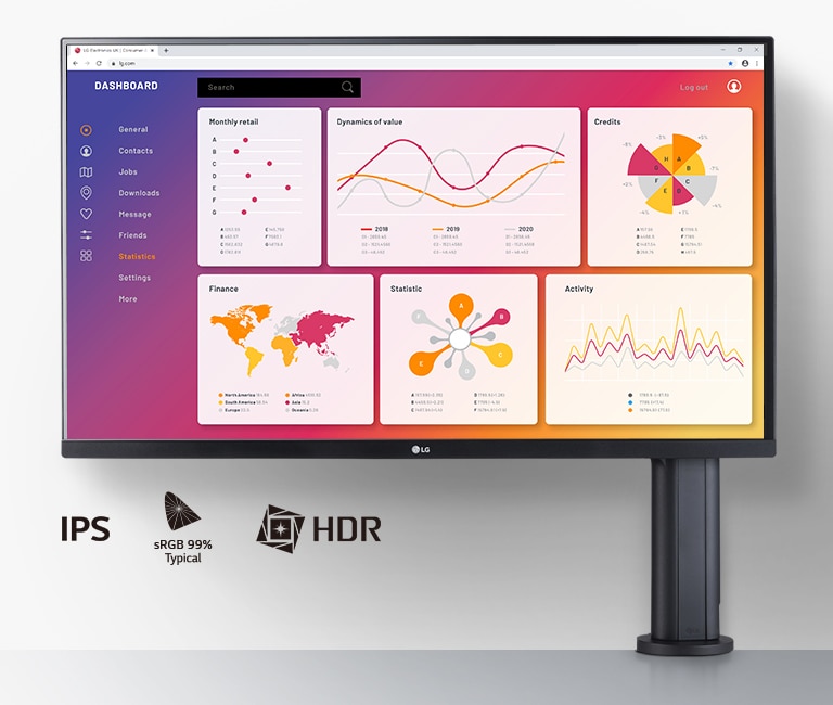 31,5-инчов QHD IPS дисплей: Невероятно качество на изображението, 31,5-инчов QHD IPS дисплей, sRGB 99% (станд.), HDR10.