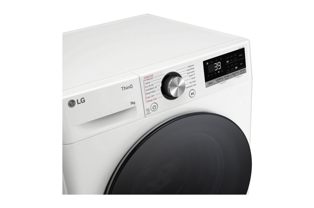 LG 9 кг, макс. 1200 оборота/мин., Перална машина с пара, TurboWash™360, AI DD™ и WiFi , Slim дизайн​, Изглед на дисплея, F2WR709S2W, thumbnail 3