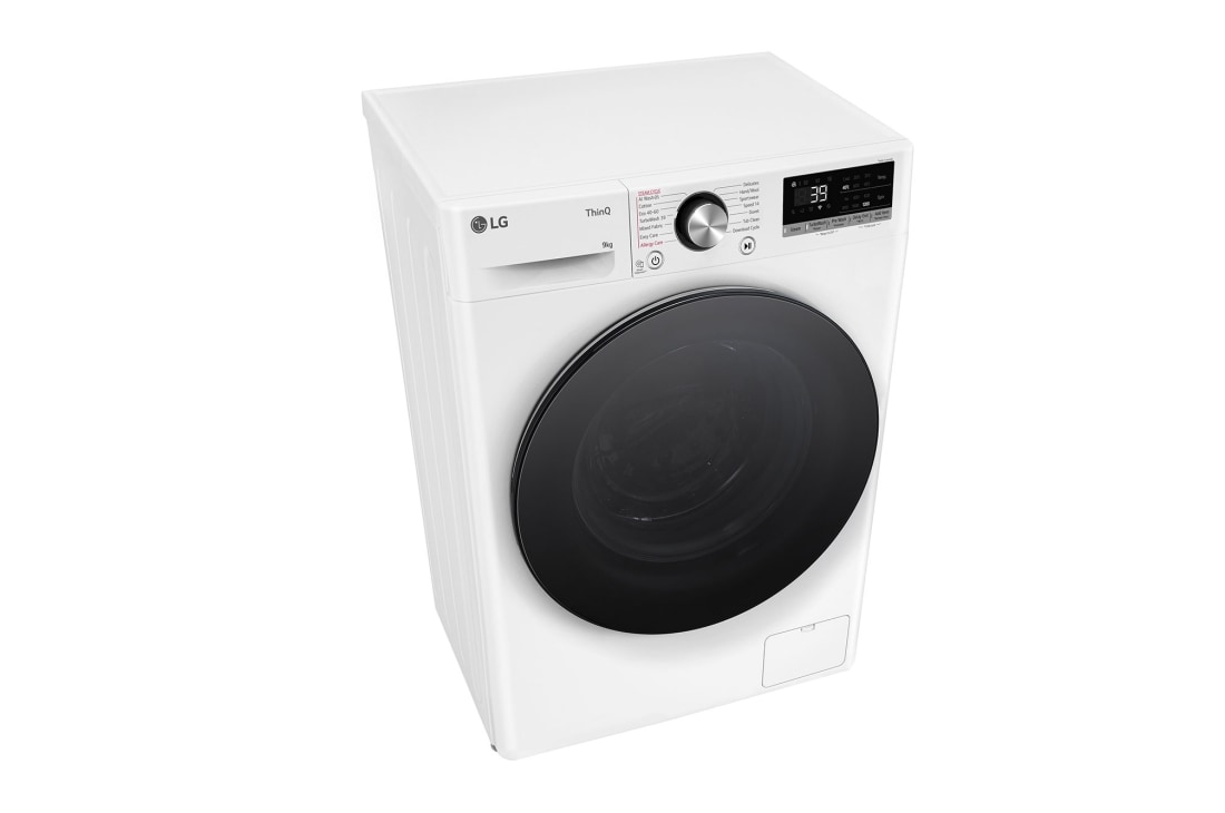 LG 9 кг, макс. 1200 оборота/мин., Перална машина с пара, TurboWash™360, AI DD™ и WiFi , Slim дизайн​, Перспективен изглед отгоре, F2WR709S2W, thumbnail 8