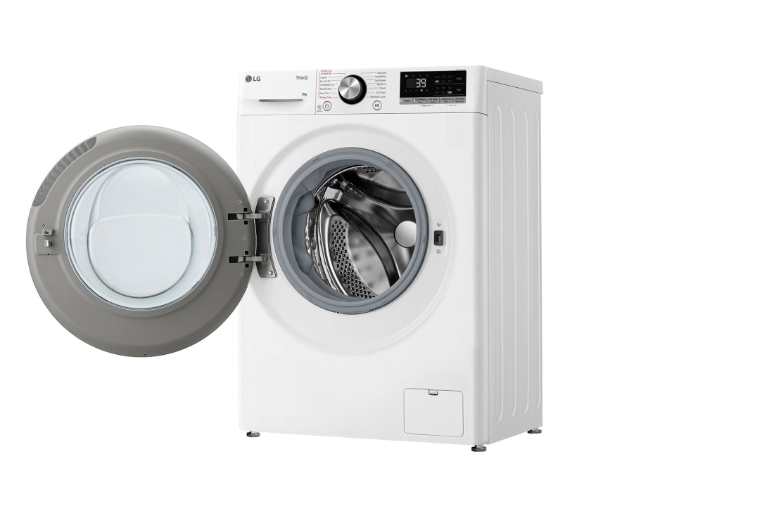 LG 9 кг, макс. 1200 оборота/мин., Перална машина с пара, TurboWash™360, AI DD™ и WiFi , Slim дизайн​, Изглед от дясна страна с отворена врата, F2WR709S2W, thumbnail 11