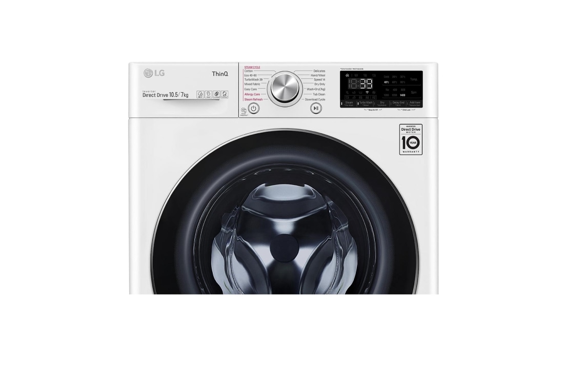 LG 10,5/7 кг, макс. 1400 оборота/мин, Eco Hybrid™ Пералня със сушилня с пара, TurboWash™360, AI DD™ и WiFi , F4DV710S2E, thumbnail 6