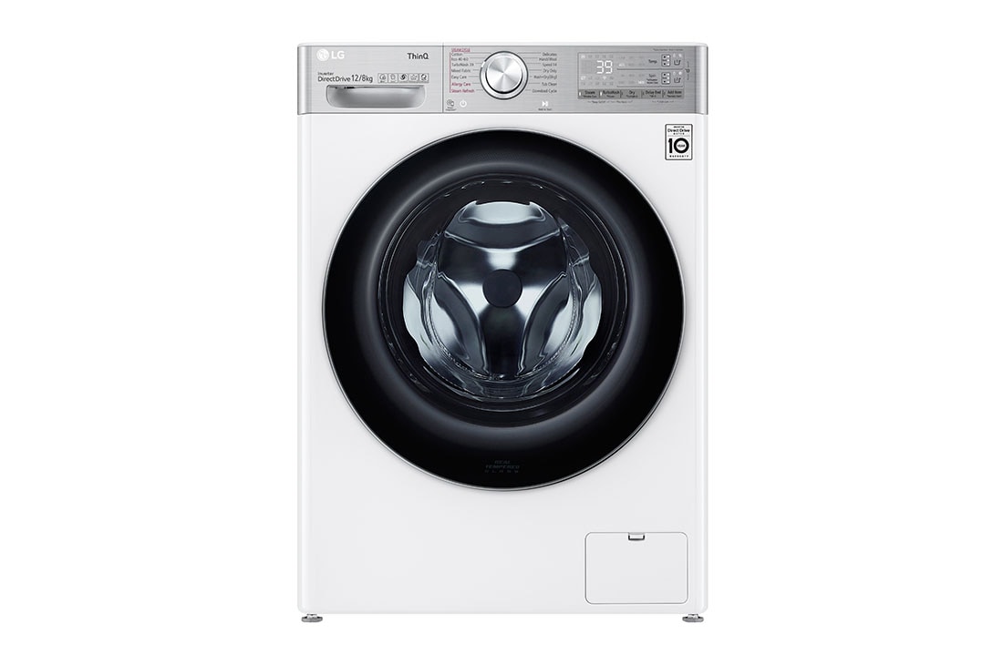 LG 12/8 кг, макс. 1400 оборота/мин, Eco Hybrid™ Пералня със сушилня с пара, TurboWash™360, AI DD™ и WiFi , F4DV912H2EA, F4DV912H2EA