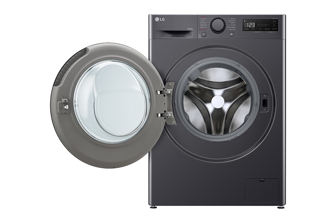 LG 10/6 кг, макс. 1400 оборота/мин., Пералня със сушилня с пара, TurboWash™360 и AI DD™ технология, Elölnézet nyitott ajtóval, F4DR510S2M, thumbnail 2