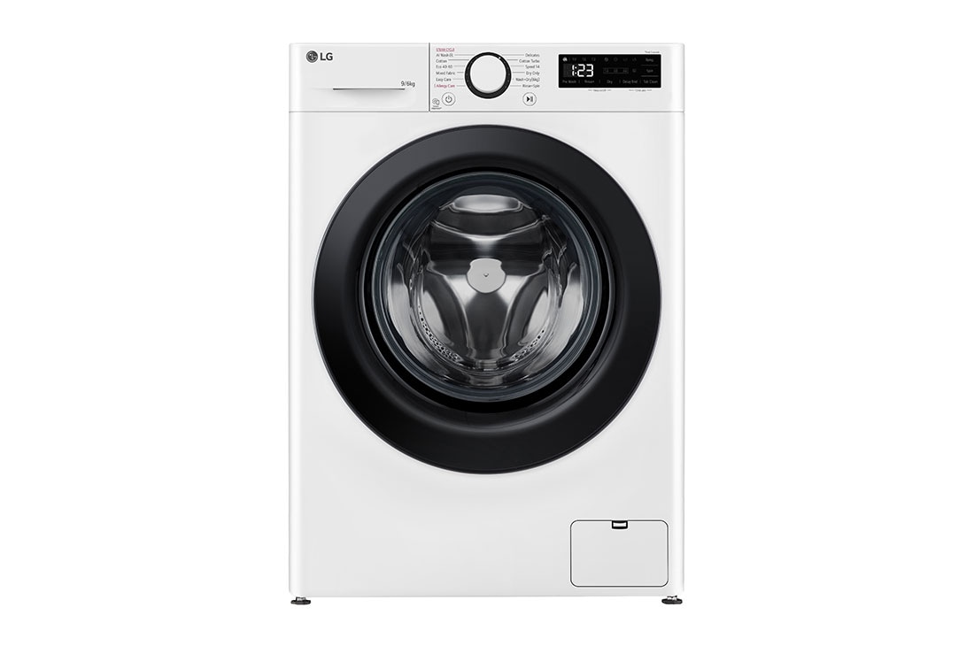 LG 9/6 кг, макс. 1400 оборота/мин., Пералня със сушилня с пара, AI DD™ технология, Изглед отпред, F4DR509SBW