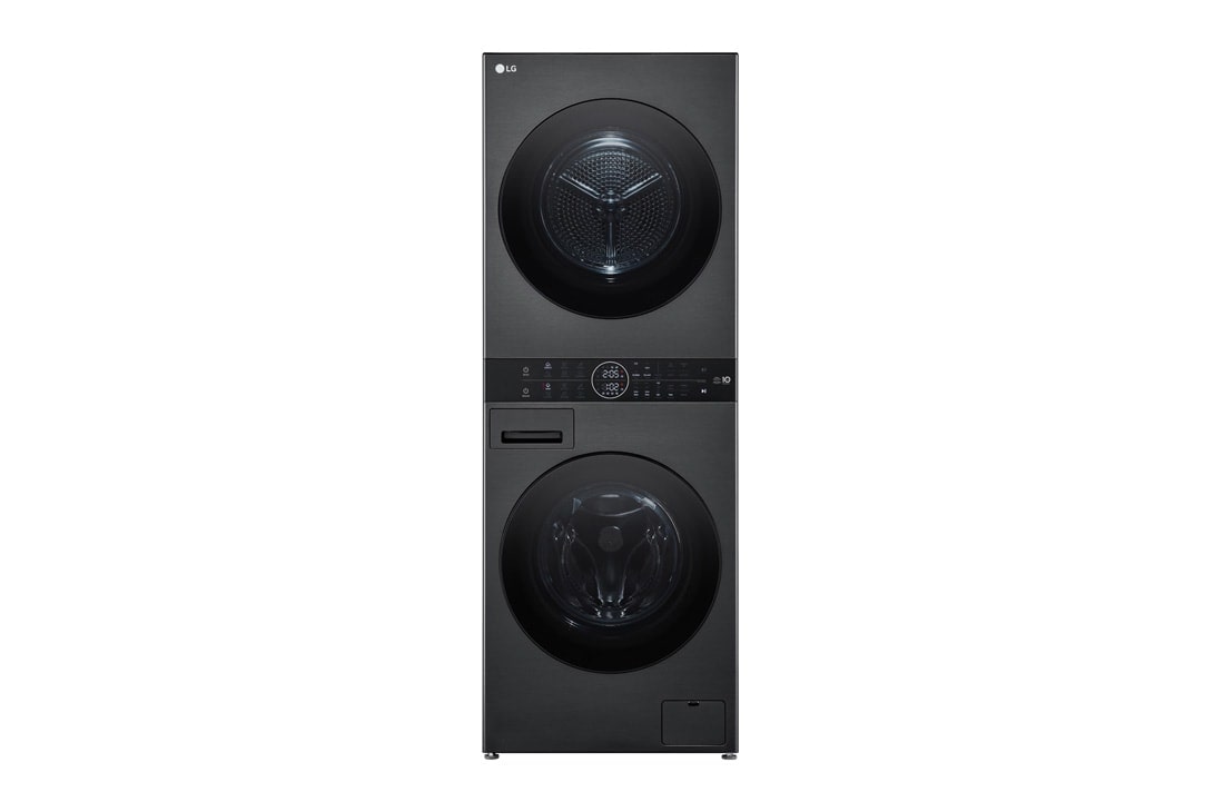 LG  WashTower™, 12/10 кг, макс. 1400 оборота/мин.,  Steam™, TurboWash™360, Автоматично почистване на кондензатора и ThinQ™ WiFi , WT1210BBF