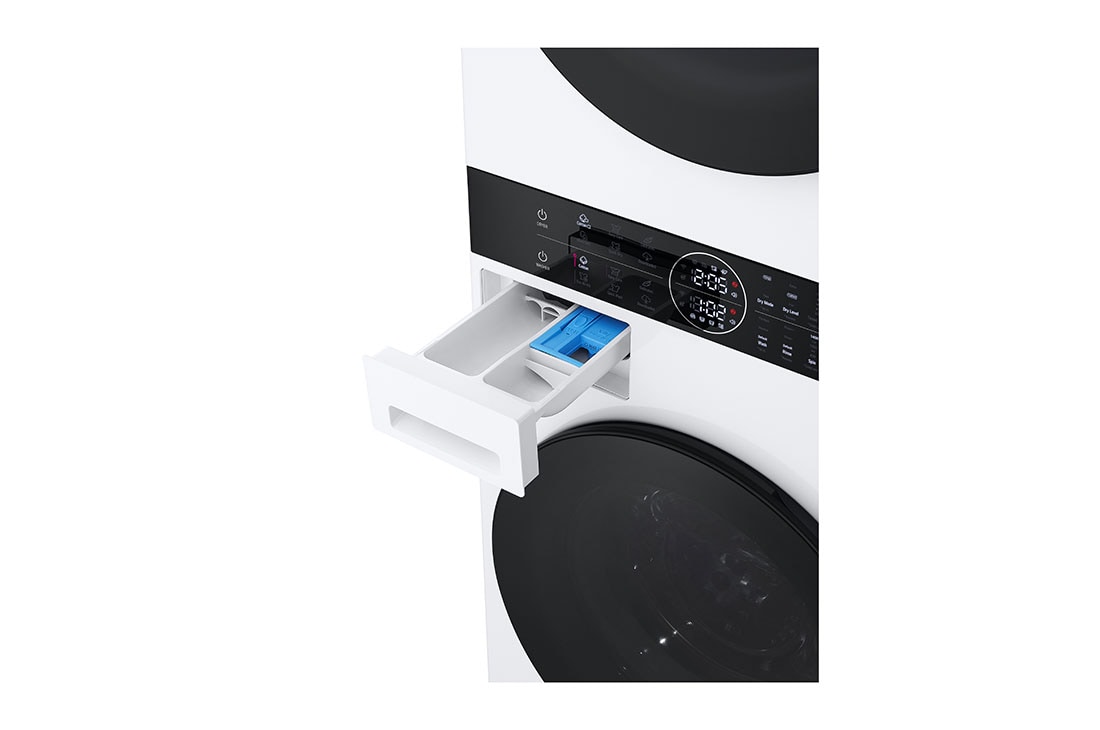 LG  WashTower™, 12/10 кг, макс. 1400 оборота/мин.,  Steam™, TurboWash™360, Автоматично почистване на кондензатора и ThinQ™ WiFi , left drawer open, WT1210WWF, thumbnail 6