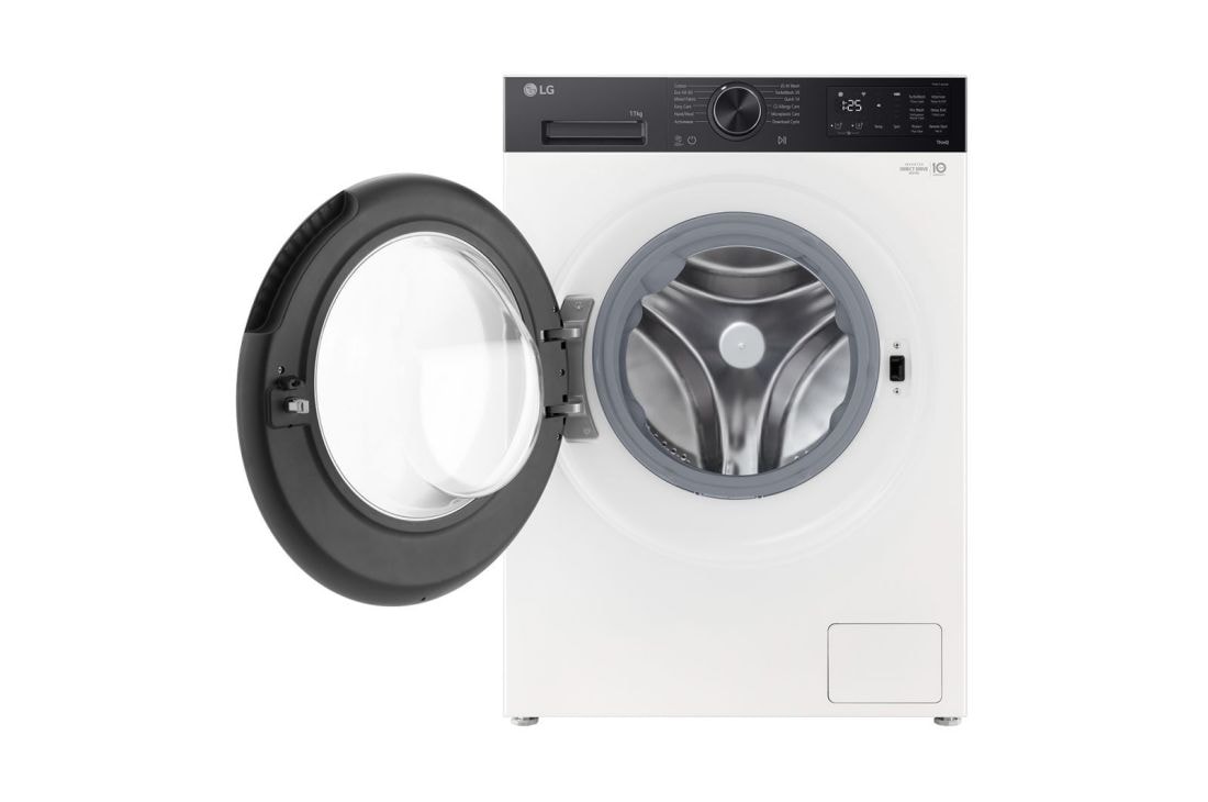 LG 11 кг, макс. 1400 оборота/мин., Перална машина с пара, TurboWash™360, AI DD™ и WiFi , Изглед отпред с отворена врата, F4X5511THB, thumbnail 2