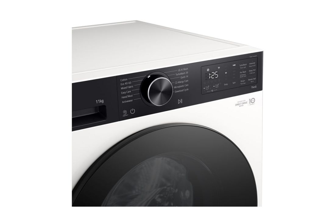 LG 11 кг, макс. 1400 оборота/мин., Перална машина с пара, TurboWash™360, AI DD™ и WiFi , Изглед на барабана, F4X5511THB, thumbnail 4