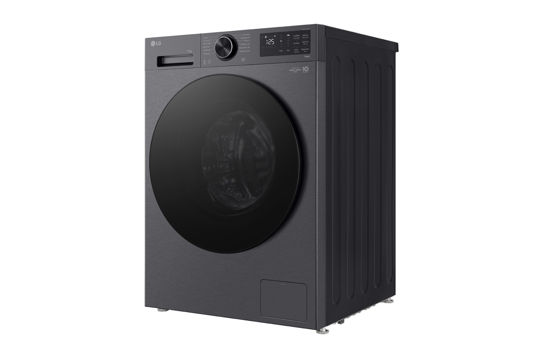 LG 11 кг, макс. 1400 оборота/мин., Перална машина с пара, TurboWash™360, AI DD™ и WiFi , Изглед от лява страна, F4X5011TBB, thumbnail 10