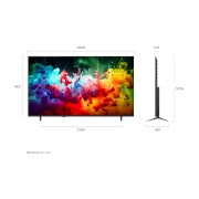 LG 75-инчов LG QNED AI QNED70 Mini LED 4K Smart TV 2026, LG QNED AI QNED70 Mini LED, показан отпред и отстрани, се отличава с 75-инчов дисплей с ширина 1890 mm, височина 1088 mm, височина 1148 mm със стойка, дълбочина на профила 72,4 mm и площ на стойката 1, 75QNED70B3A, thumbnail 2