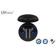 LG HBS-FN7, Поглед отгоре върху отворена кутийка, осветена от луната, и лога на сертифициране на UVnano, HBS-FN7, thumbnail 1