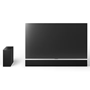 LG Soundbar за телевизор с Dolby Atmos 3.1channel SG10TY, Преден изглед на 65inch LG OLED G4, LG Soundbar SG10TY и събуфера, SG10TY, thumbnail 10