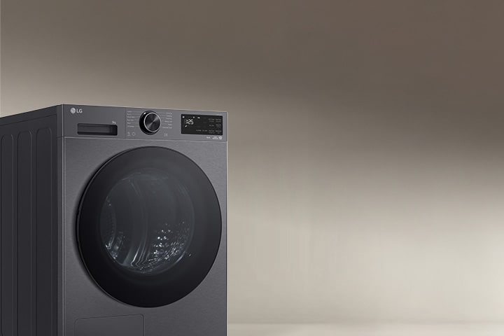 Снимка на сушилнята на LG, заснета от частичен страничен ъгъл
