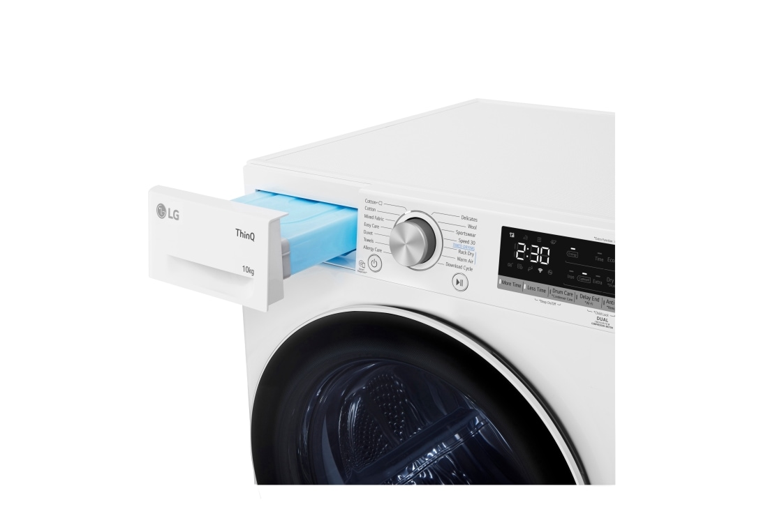LG 10 кг, Eco Hybrid™ Сушилня с DUAL Inverter HeatPump, Автоматично почистване на кондензатора и ThinQ™ WiFi, RH10V9AV4W, thumbnail 8