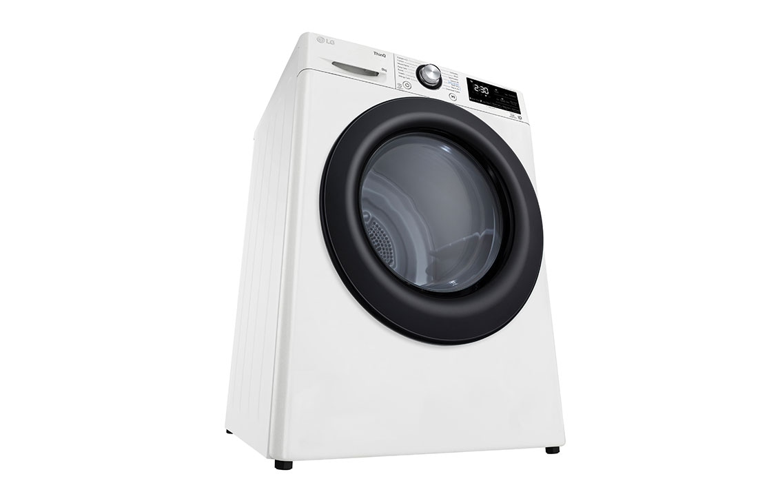 LG 8 кг, Eco Hybrid™ Сушилня с DUAL Inverter HeatPump, Автоматично почистване на кондензатора и ThinQ™ WiFi, Перспективен изглед от ляво, RH80V3AVBN, thumbnail 12