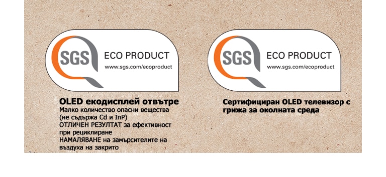 Лого на сертификата от SGS върху OLED панелите и OLED телевизорите.