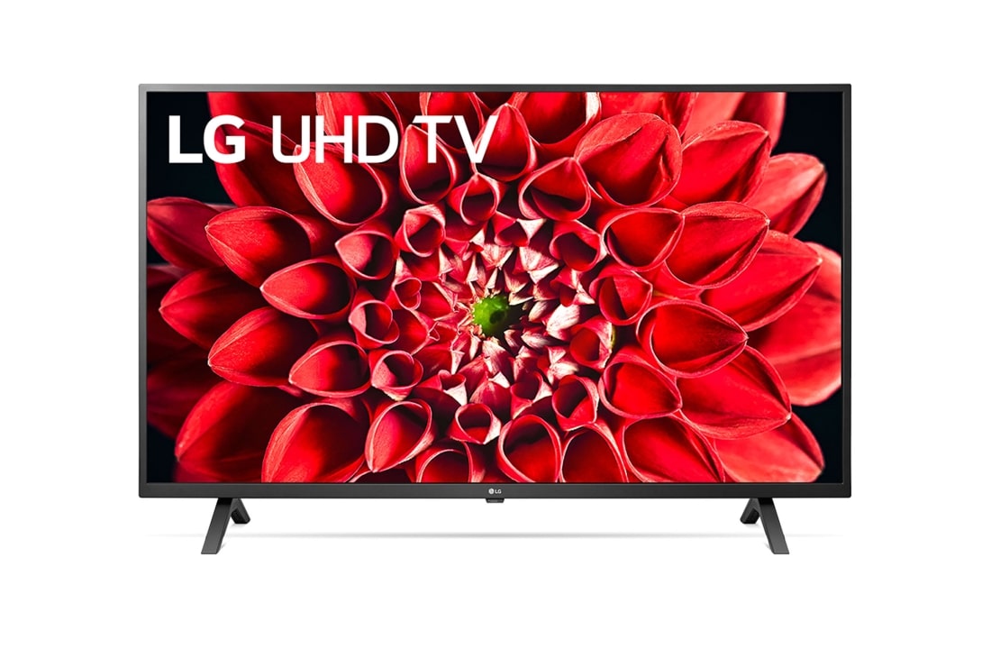 LG UN70 55-инчов 4K смарт UHD TV, изглед отпред със запълваща снимка, 55UN70003LA