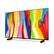 LG Смарт телевизор LG OLED evo C2 42 инча 4K, Страничен изглед под лек ъгъл , OLED42C21LA, thumbnail 2