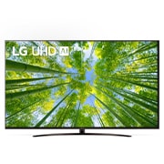 LG 70'' (178 cm) 4K HDR Smart UHD TV, Изглед отпред на UHD телевизора от LG с изображение и лого на продукта, 70UQ81003LB, thumbnail 1