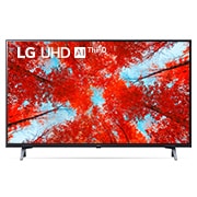 LG 43'' (108 cm) 4K HDR Smart UHD TV, Изглед отпред на UHD телевизора от LG с изображение и лого на продукта, 43UQ90003LA, thumbnail 1