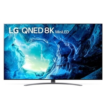 Изглед отпред на телевизора LG QNED с изображение и лого на продукта1