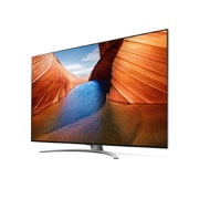 LG QNED 75'' QNED99 MiniLED 8K TV, изглед отстрани под ъгъл 30 градуса с изображение, 75QNED993QB, thumbnail 3