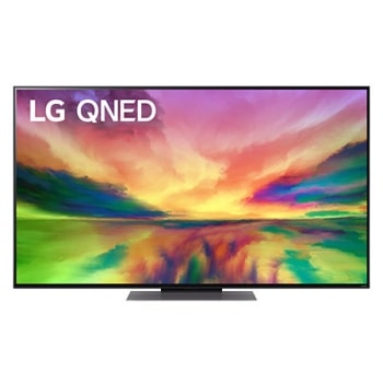 Een vooraanzicht van de LG QNED TV met invulbeeld en productlogo op1