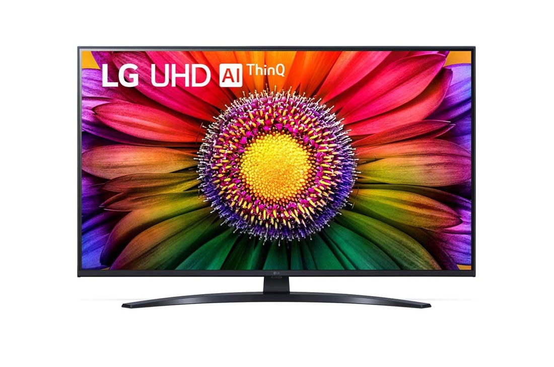 LG UHD UR81 43-инчов 4K смарт телевизор от 2023 г., Изглед отпред на LG UHD TV, 43UR81003LJ