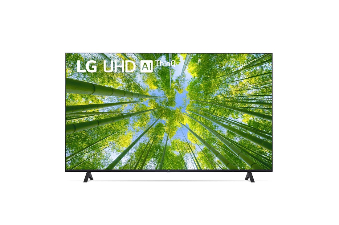 LG UHD 65'' UQ7900 4K TV, Изглед отпред на UHD телевизора от LG с изображение и лого на продукта, 65UQ79003LA