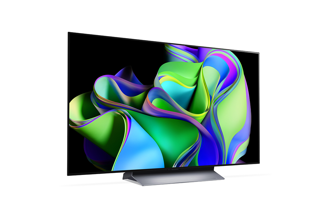 LG OLED evo C3 48-инчов 4K смарт телевизор от 2023 г, Изглед отстрани под лек ъгъл и обърнат надясно., OLED48C31LA, thumbnail 6