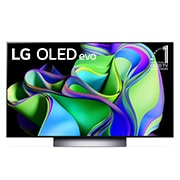 LG OLED evo C3 48-инчов 4K смарт телевизор от 2023 г, Изглед отпред на OLED телевизор на LG и емблема „11 години OLED телевизор №1 в света“ на екрана., OLED48C32LA, thumbnail 1