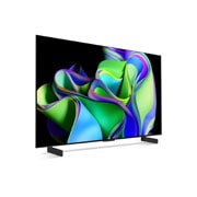 LG OLED evo C3 42-инчов 4K смарт телевизор от 2023 г, Изглед отстрани под лек ъгъл и обърнат надясно., OLED42C32LA, thumbnail 5