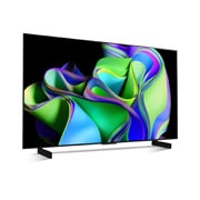 LG OLED evo C3 42-инчов 4K смарт телевизор от 2023 г, Изглед отстрани под лек ъгъл и обърнат надясно., OLED42C32LA, thumbnail 6
