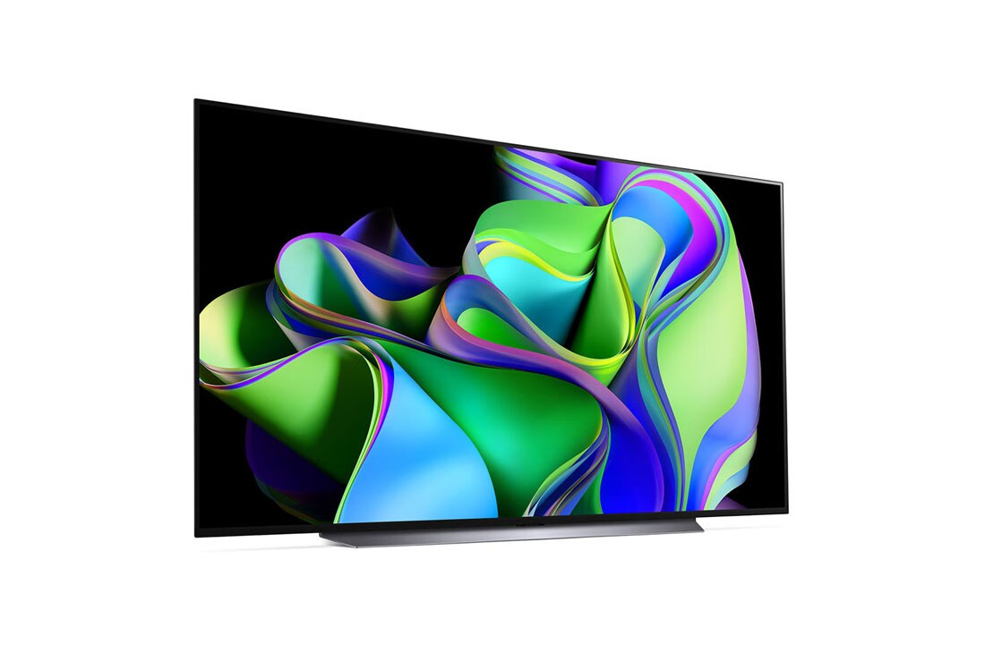 LG OLED evo C3 83-инчов 4K смарт телевизор от 2023 г, Изглед отстрани под лек ъгъл и обърнат надясно., OLED83C31LA, thumbnail 6