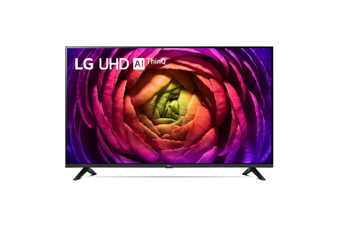 LG  LG UHD UR73 55-инчов 4K смарт телевизор от 2023 г., Изглед отпред на LG UHD TV, 55UR73003LA