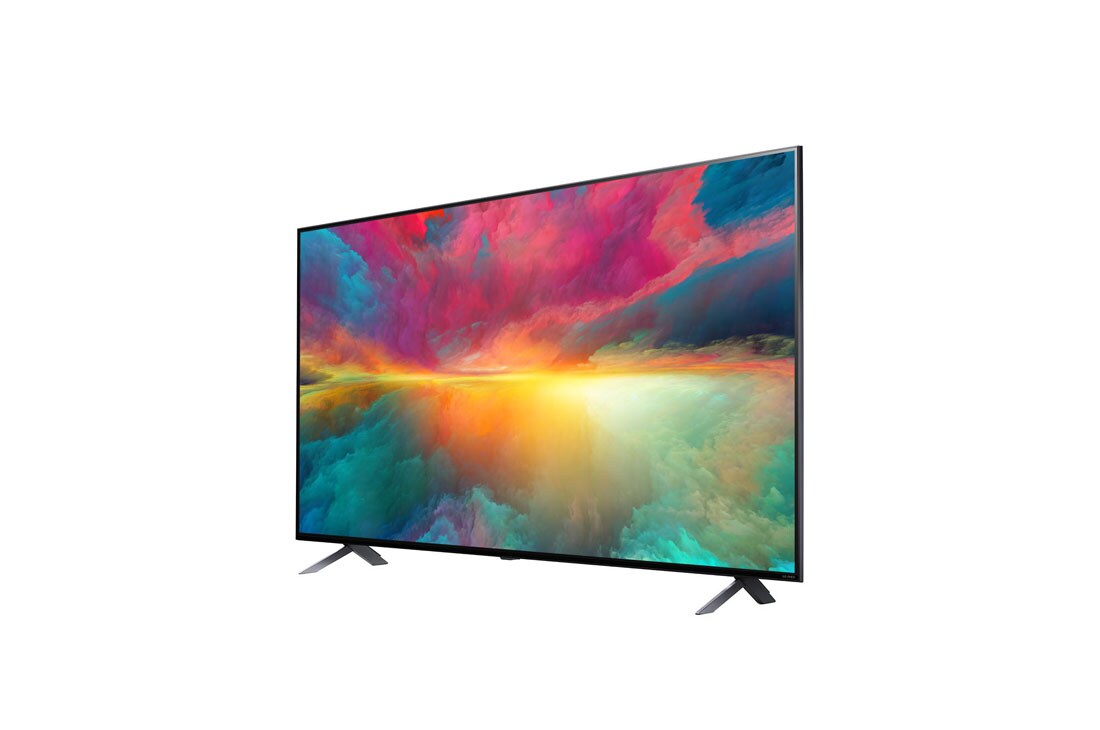 LG QNED 65 75-инчов 4K смарт телевизор от 2023 година, изглед отстрани под ъгъл 30 градуса със запълващо изображение, 65QNED753RA, thumbnail 3