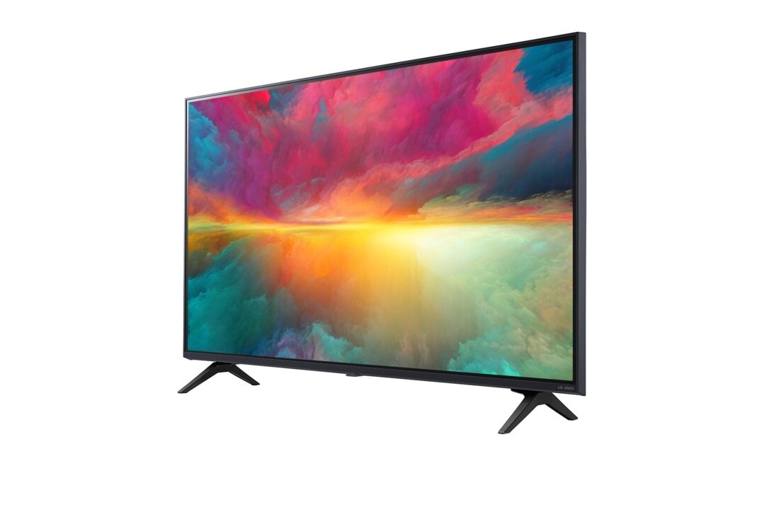LG QNED 43 75-инчов 4K смарт телевизор от 2023 година, изглед отстрани под ъгъл 30 градуса със запълващо изображение, 43QNED753RA, thumbnail 3