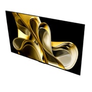 LG Първият в света True Wireless 77-инчов телевизор LG OLED evo AI M3 с 4K 120Hz видео и аудио трансфер , Ляв изглед отстрани, под лек ъгъл, на LG OLED M3 отгоре, OLED77M39LA, thumbnail 4